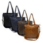 Washed Leather Zipper Women's Shopper
