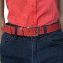 Riem Dames - Riem Heren 3 cm Rood Leer met Print