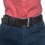 Riem Dames - Riem Heren 3.5 cm Donkerbruin Leer met Print