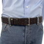 Riem Dames - Riem Heren 4 cm Donkerbruin Leer met Kroko Print