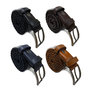 Riem Heren - 3.5 cm breed - Lichtbruin Gevlochten Leer