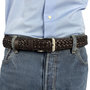 Riem Heren - 3.5 cm breed - Donkerbruin Gevlochten Leer