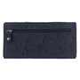 Dames Portemonnee met Bloemenprint Donkerblauw Leer
