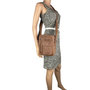 Crossbody Schoudertasje Van Taupe/Beige Leer