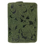 Dames Portemonnee met Bloemenprint van Groen Leer