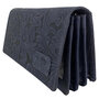 Dames portemonnee met RFID donkerblauw leer met bloemenprint