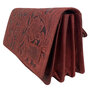 Ruime RFID dames portemonnee van rood leer met een bloemenprint