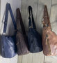 Schoudertas crossbody tas dames vintage look echt leer donkerblauw