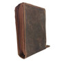 Pasjeshouder cognac buffelleer met rits