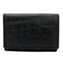 Leren dames portemonnee zwart met croco print