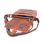 Naturel leren dames schoudertas crossbody cognac bruin