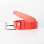 Leren Riem Rood van 3.5 cm Breed met Zilveren Gesp