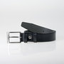 Riem van buffelleer van 3.5 cm breed in de kleur zwart